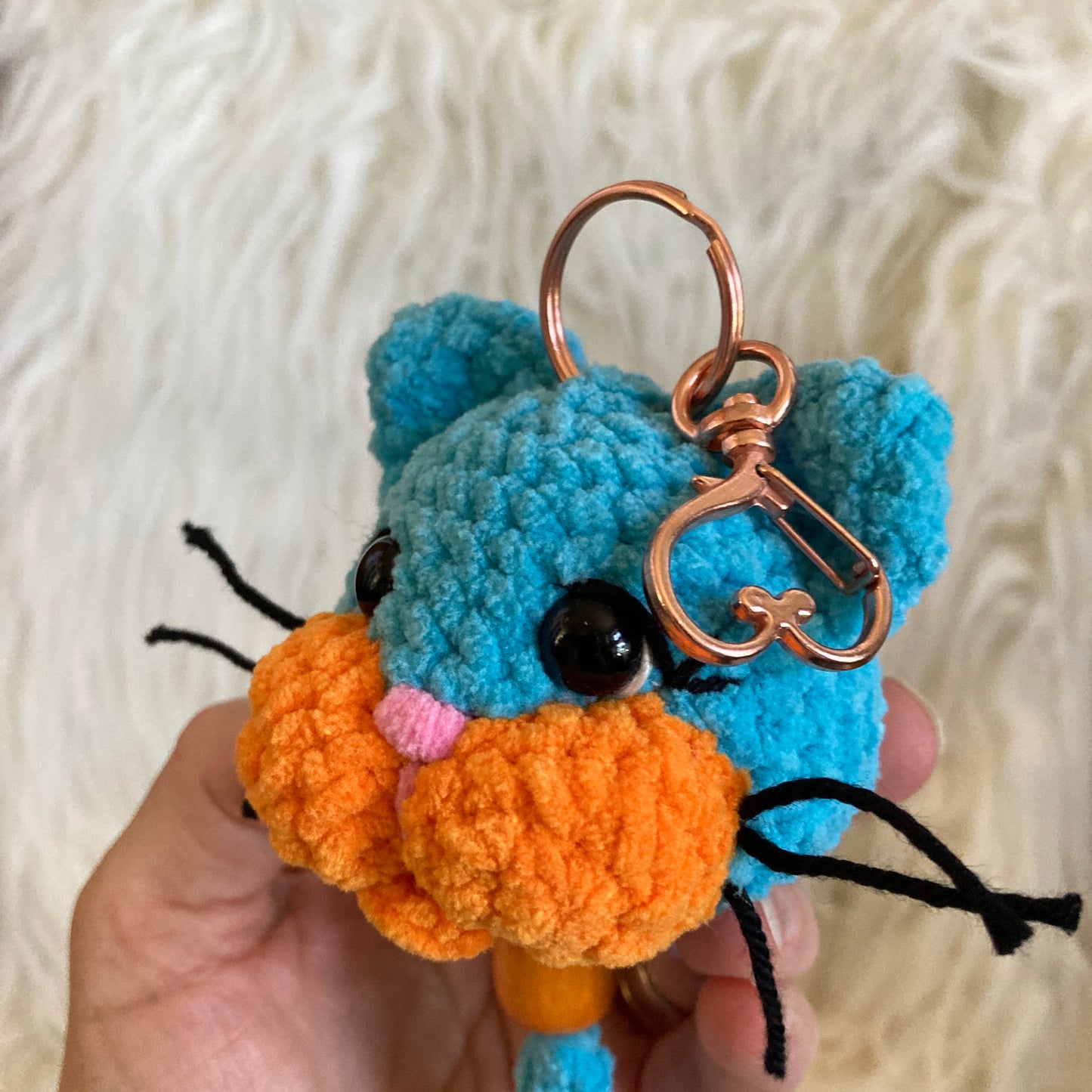 PORTE-CLÉS BONO LE CHATON bleu et orange
