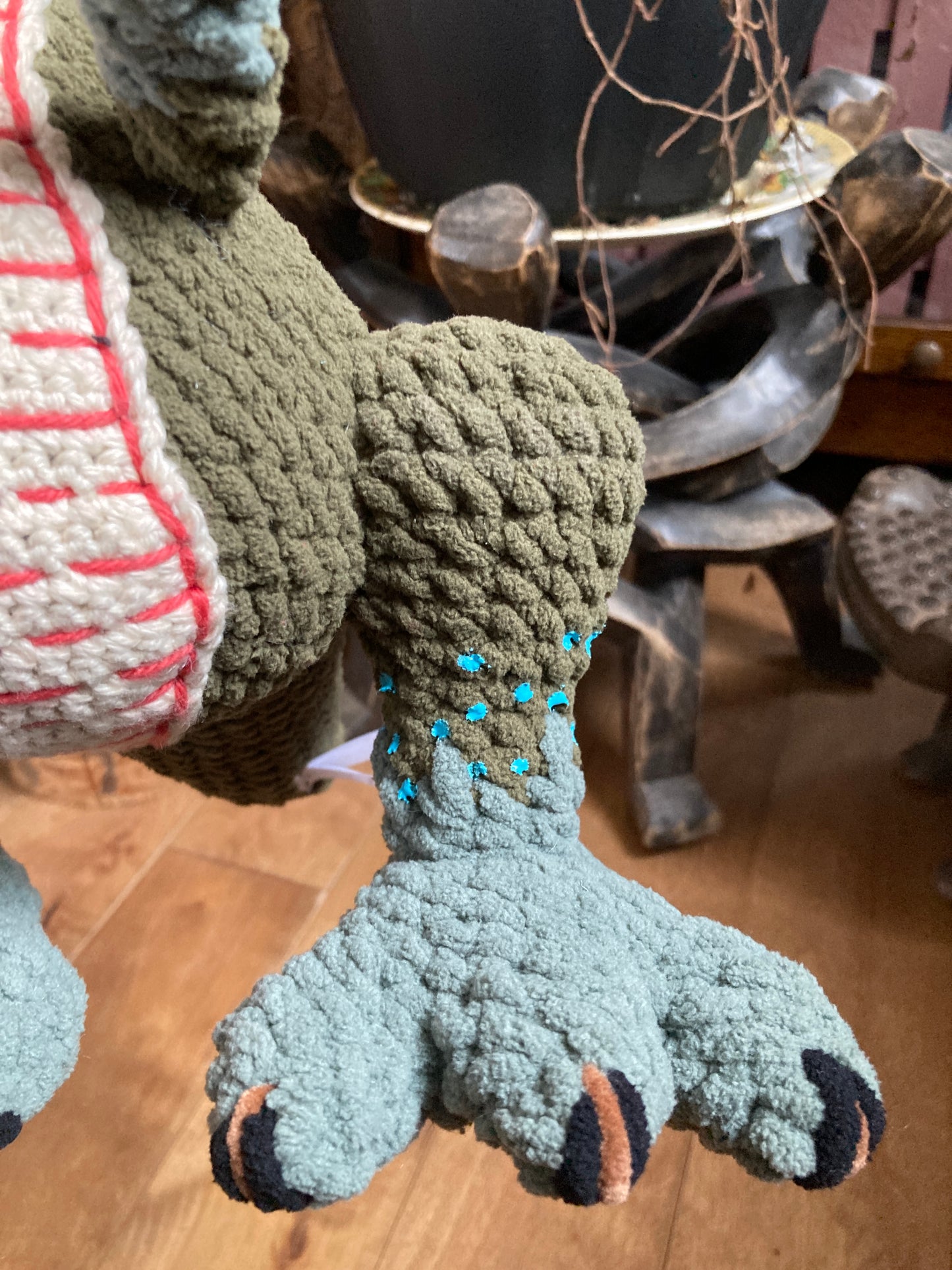 REX THE T-REX with a big belly, can be personalized as a BIRTH DOG