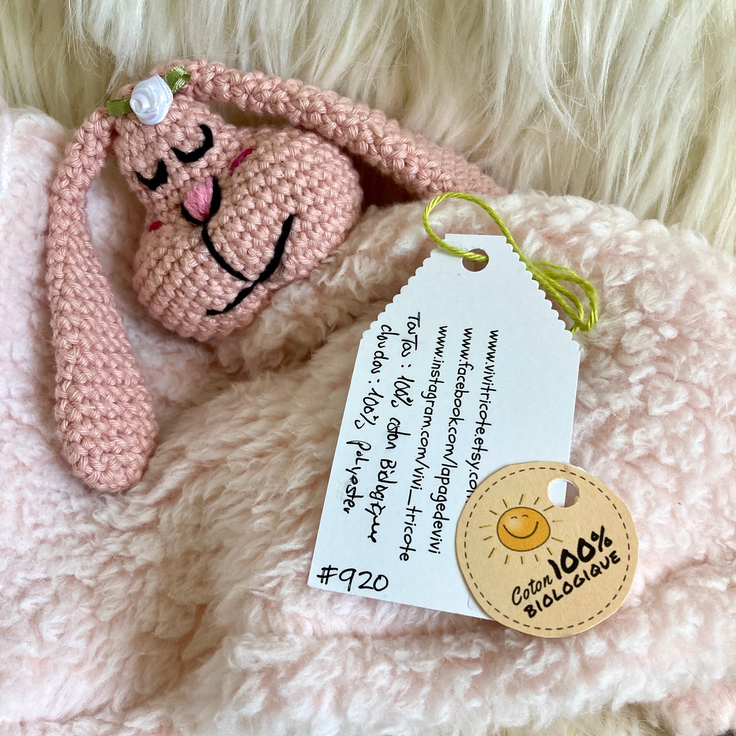 PINPIN RABBIT RATTLE Soft Toy (#920) - With organic cotton