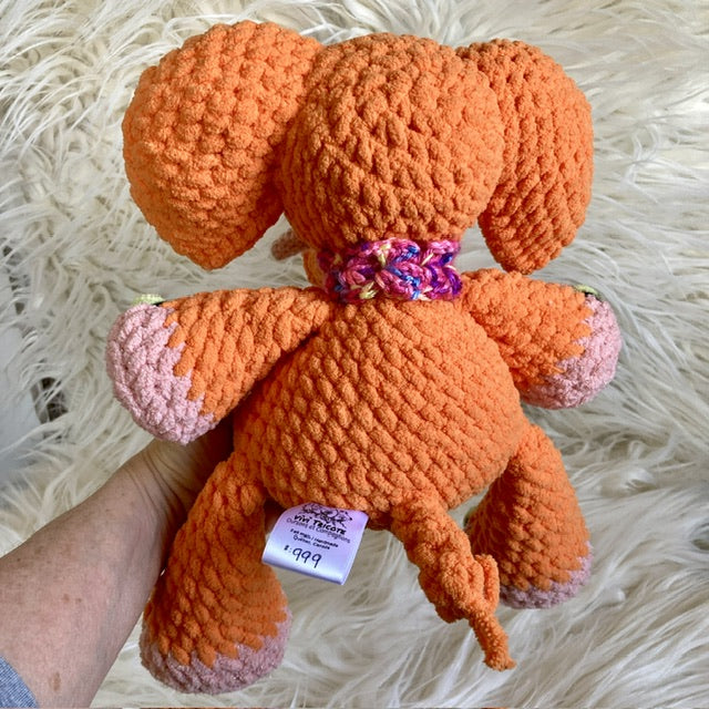 DADA THE ORANGE CARROT ELEPHANT with a big belly - can be personalized as a BIRTH SOFT TOY