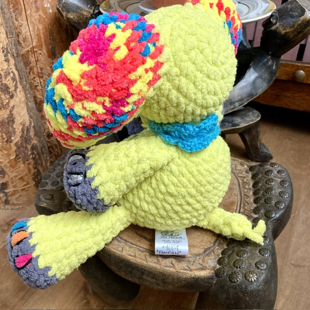 FANFAN THE SPARKLING YELLOW ELEPHANT with big belly - can be personalized as a BIRTH SOFT TOY