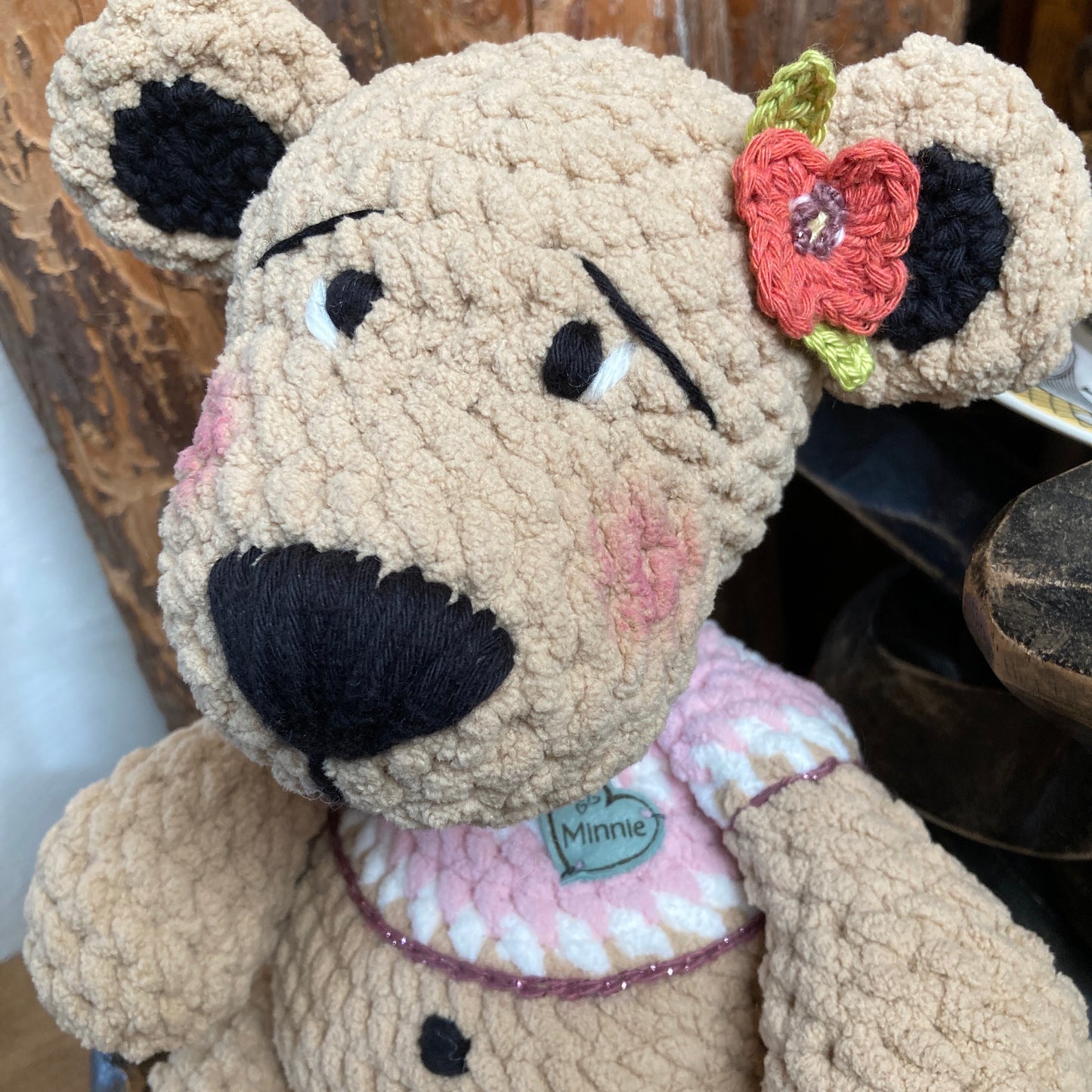 MINNIE THE BEAR - big belly amigurumi - can be personalized as a BIRTH SOFT TOY