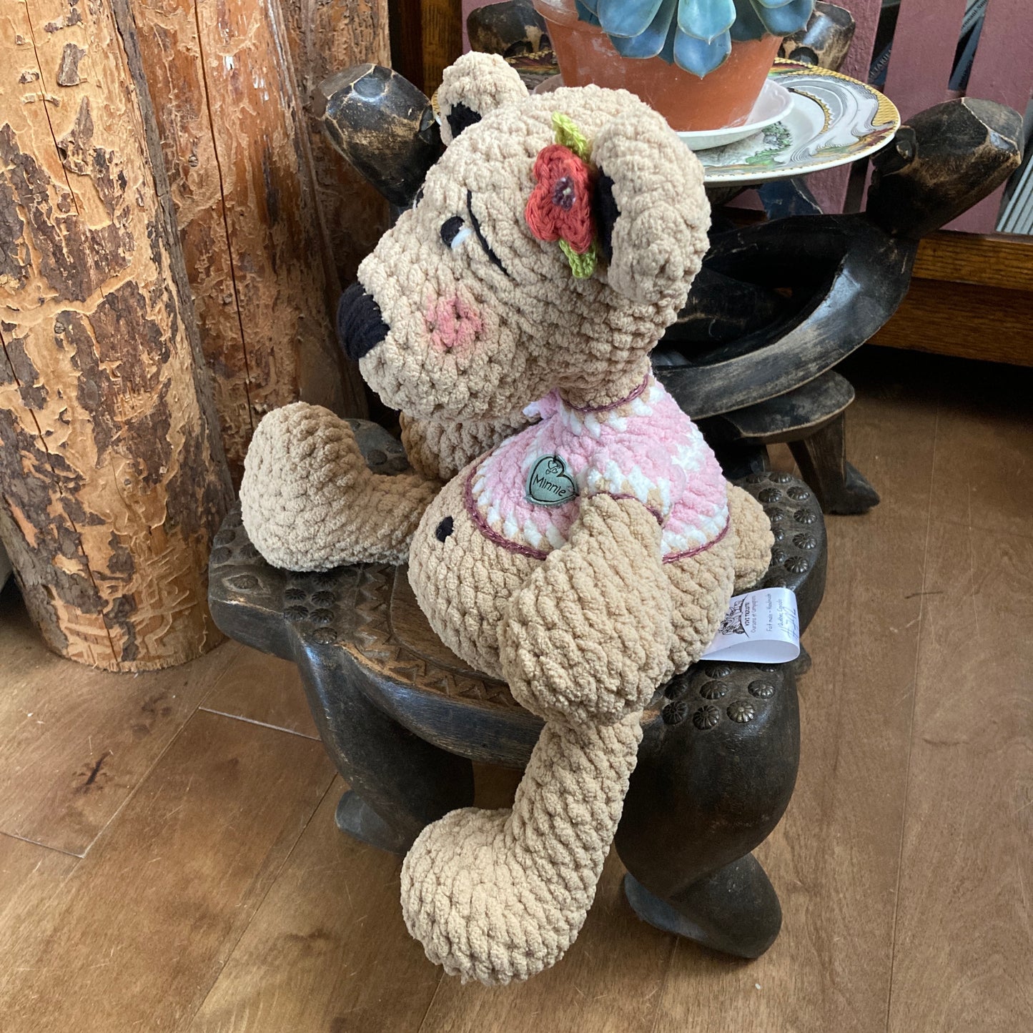 MINNIE THE BEAR - big belly amigurumi - can be personalized as a BIRTH SOFT TOY