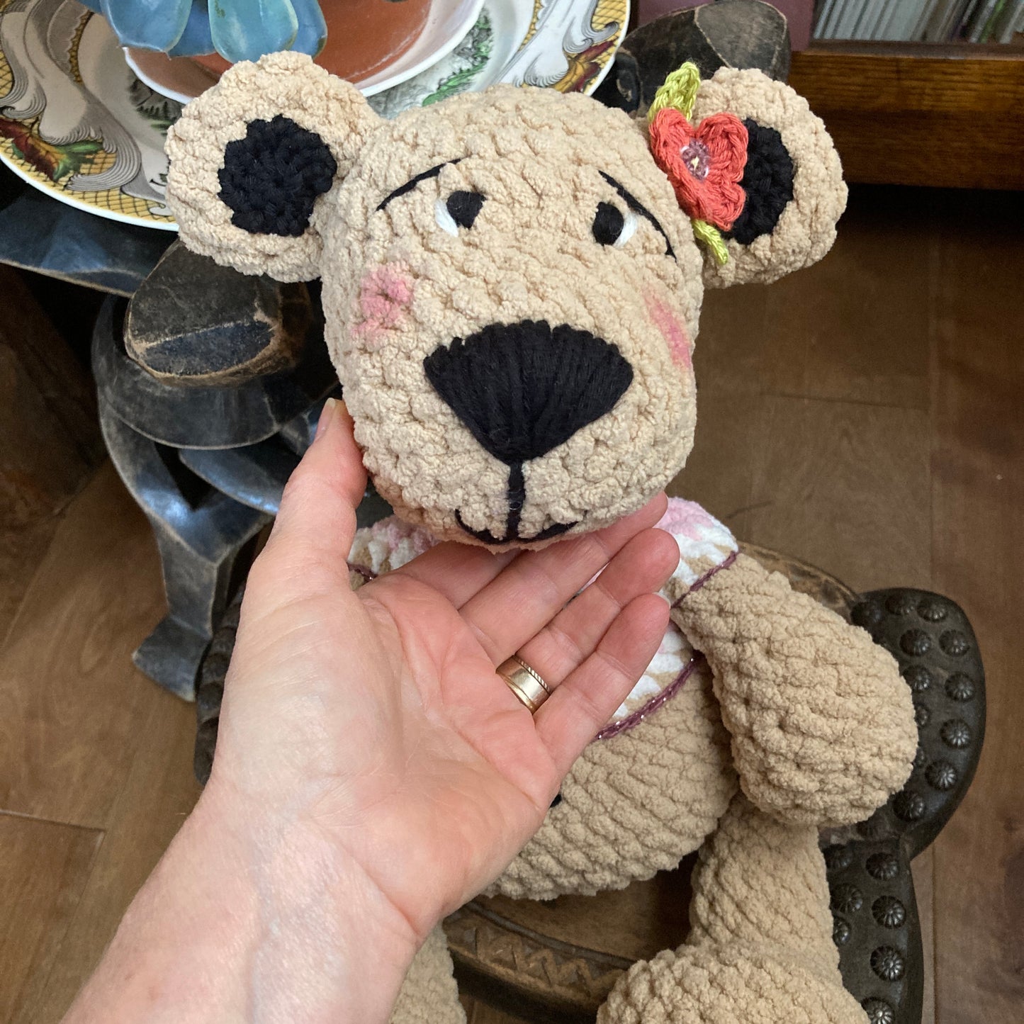 MINNIE THE BEAR - big belly amigurumi - can be personalized as a BIRTH SOFT TOY