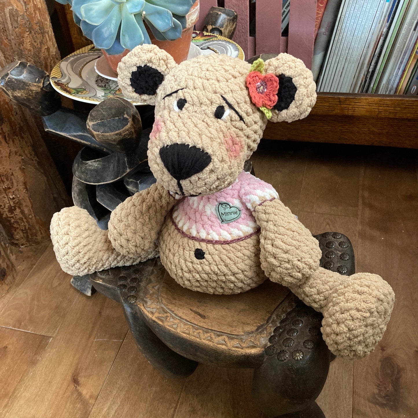MINNIE THE BEAR - big belly amigurumi - can be personalized as a BIRTH SOFT TOY