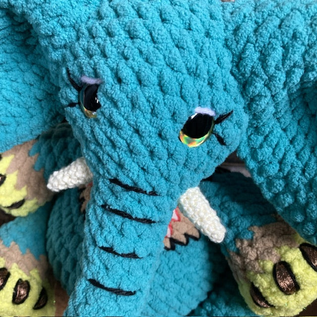 BOUMBA L’ÉLÉPHANT TURQUOISE à grosse bedaine - peut être personnalisé en PELUCHE DE NAISSANCE