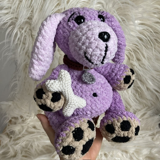 NELLY LE CHIEN - amigurumi à grosse bedaine - peut être personnalisé en PELUCHE DE NAISSANCE (#1020)