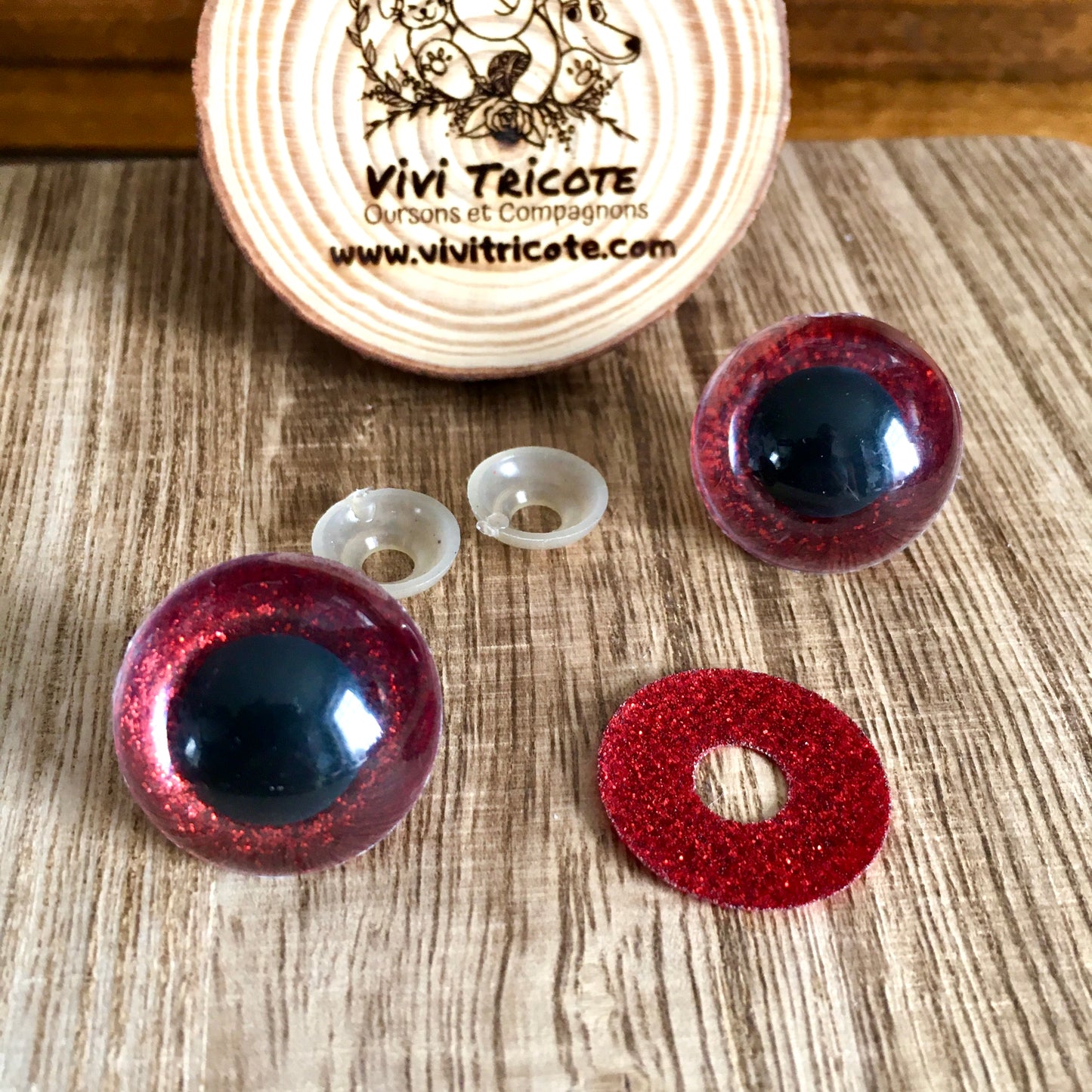 YEUX BLING-BLING couleur 6)ROUGE / 24mm