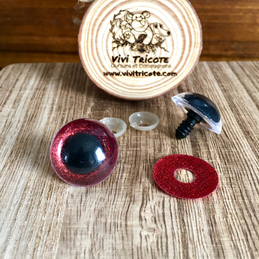 YEUX BLING-BLING couleur 6)ROUGE / 24mm