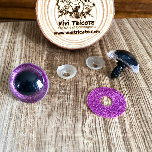 YEUX BLING-BLING couleur 2)LILAS / 24mm