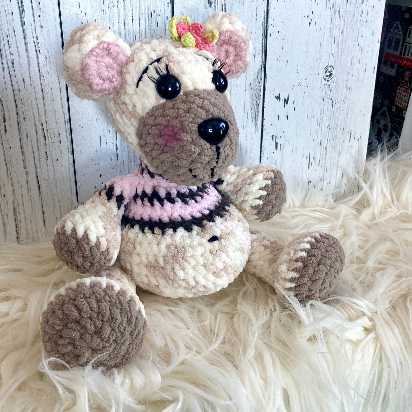 MINNIE L’OURSON POLAIRE - amigurumi à grosse bedaine - peut être personnalisé en PELUCHE DE NAISSANCE