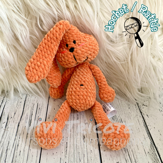 Petit PERLIN PINPIN le lapin hochet - Orange Bling-bling (#1040)