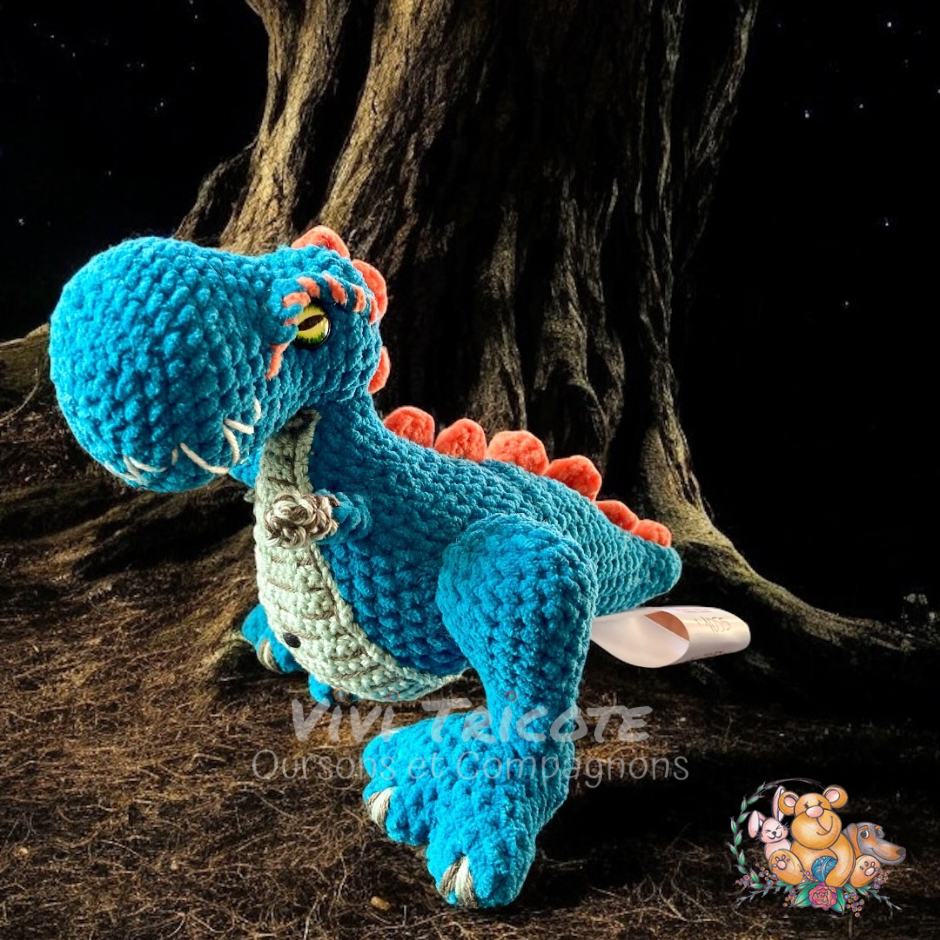 REX LE T-REX, Patron au crochet à télécharger, PDF Français et Anglais