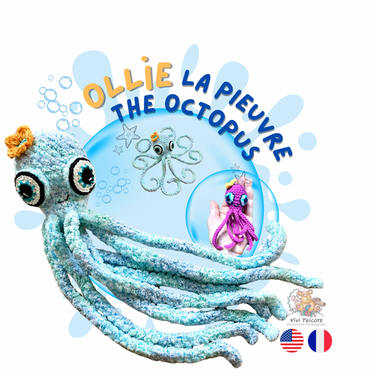 OLLIE LA PIEUVRE - PATRON AU CROCHET à télécharger, tutoriel PDF FRANÇAIS et ANGLAIS