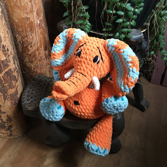 Orangina The elephant with Big Belly, Orange and Aqua, can be personalized in doggies