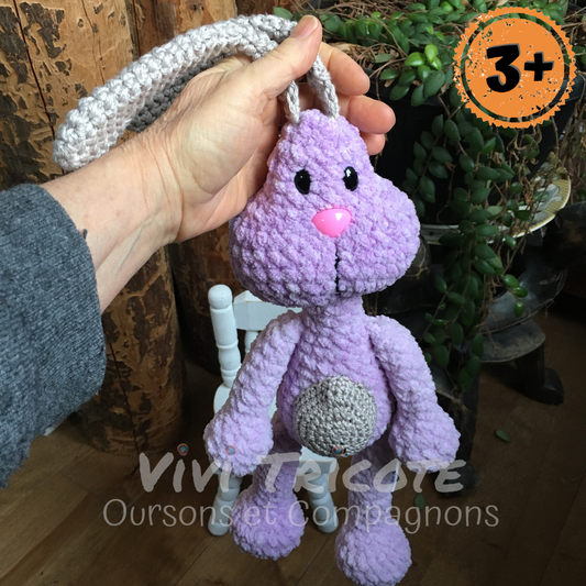 PERLIN PINPIN le lapin Squeeze-it aux oreilles tombantes- Lilas et beige (#886)