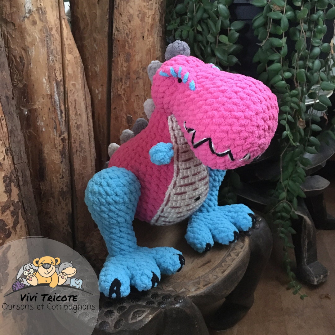 REX LE T-REX, Patron au crochet à télécharger, PDF Français et Anglais