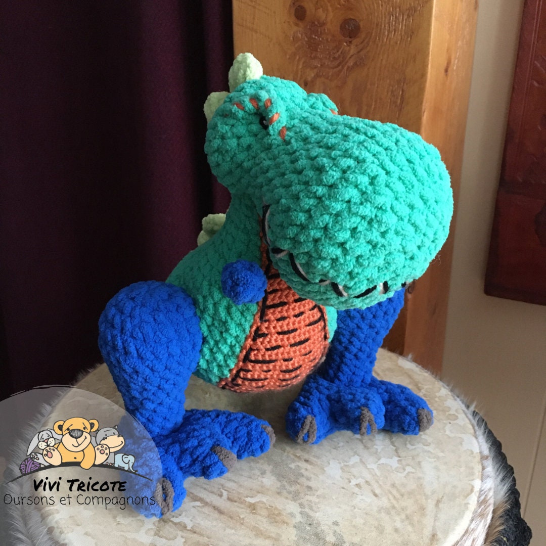 REX LE T-REX, Patron au crochet à télécharger, PDF Français et Anglais