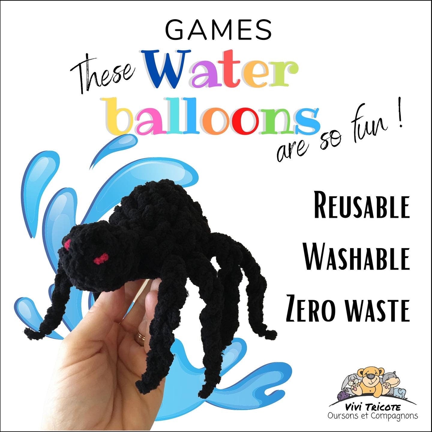 BALLOUNES D’EAU Spider et Ballounes rondes, Patron au crochet à télécharger, PDF français et anglais