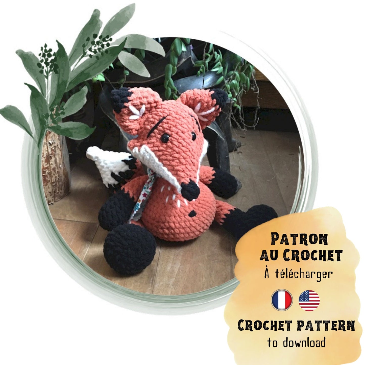MICHEL LE RENARD, Patron au crochet à télécharger, PDF Français et Anglais