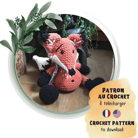 MICHEL LE RENARD, Patron au crochet à télécharger, PDF Français et Anglais