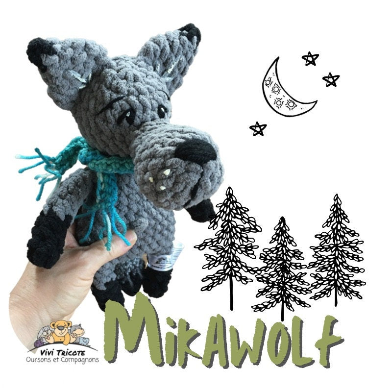 MIKALOUP le petit loup, Patron au crochet à télécharger, PDF Français et Anglais